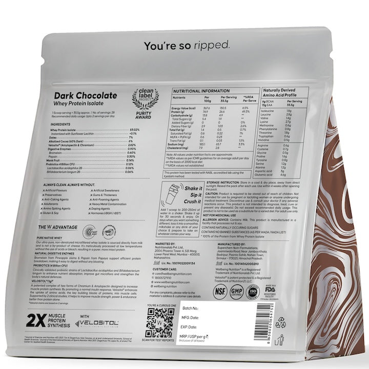 Whey Protein Isolate 26g | 1kg | 4B CFU Probiotics | Dark Chocolate