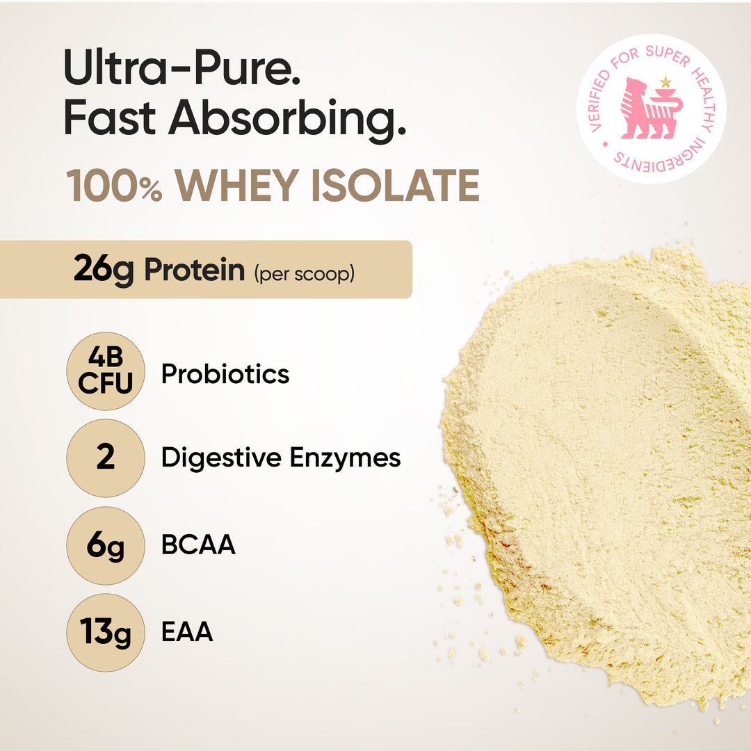Whey Protein Isolate 26g | 1kg | 4B CFU Probiotics | Bourbon Vanilla