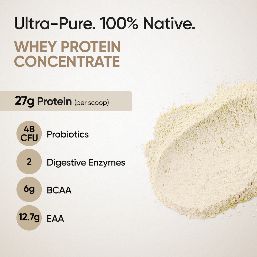 Whey Protein Concentrate 27g | 1kg | 4B CFU Probiotics | Unflavoured