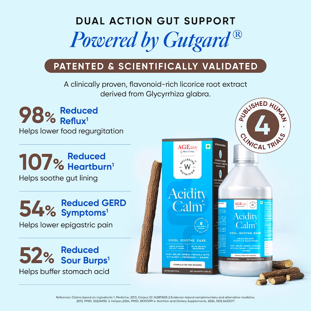 Acidity Calm | Acid Reflux & Heartburn Relief | For Seniors | 15 Sachets