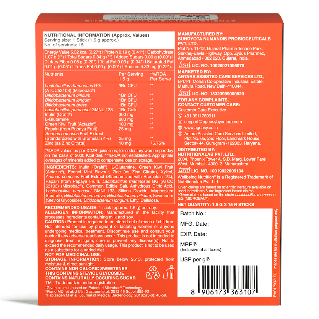 Gut Balance | Leaky Gut & Microbial Balance | For Seniors | 15 Sachets