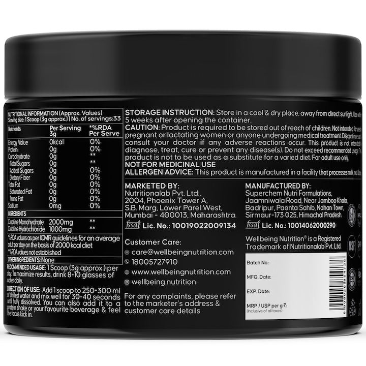 Creatine Monohydrate + HCL 100g Unflavored