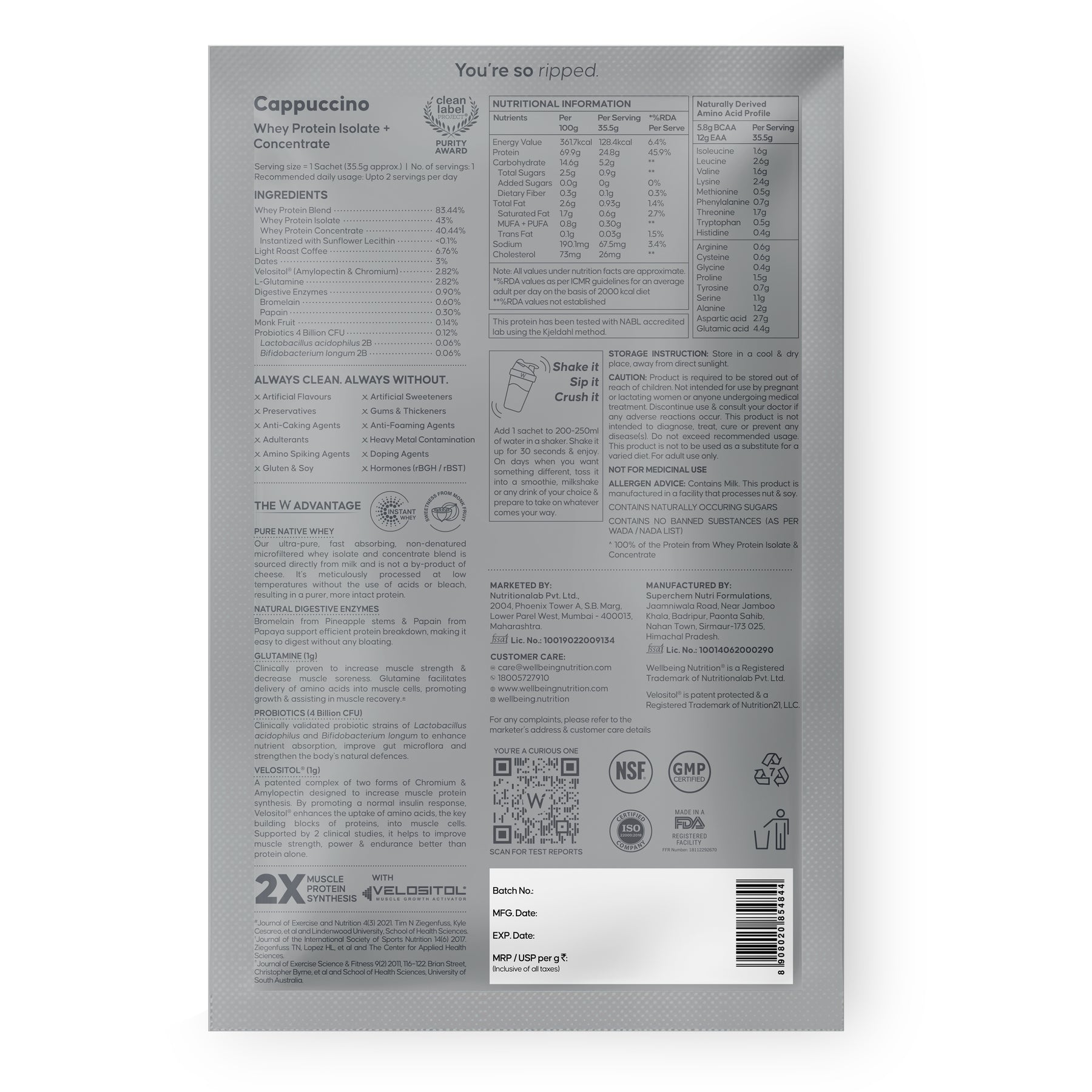 Whey Protein Blend Cappuccino Sachet