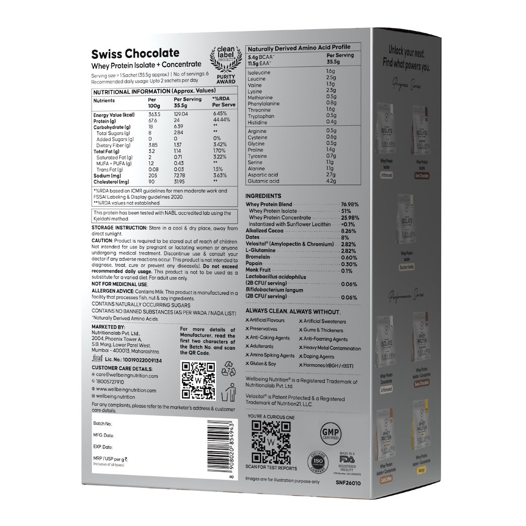 Whey Protein Blend Swiss Chocolate Sachets
