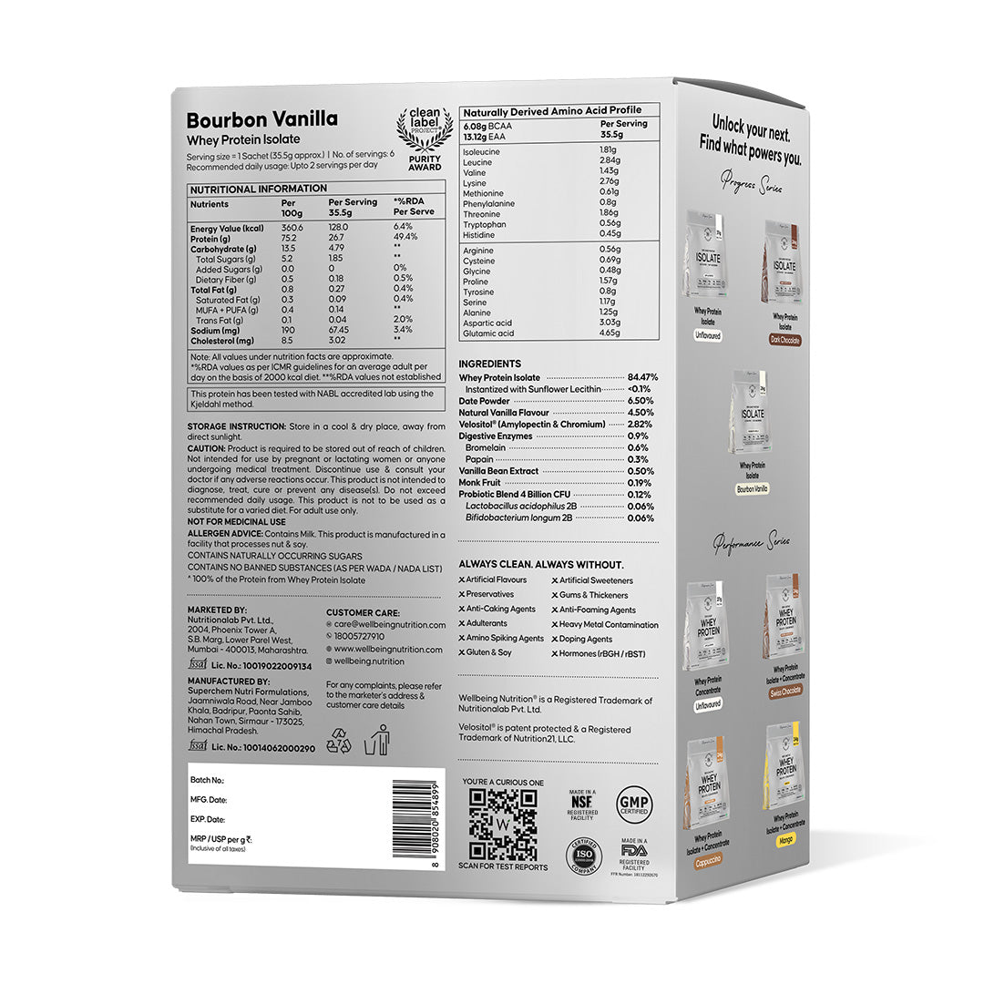 Whey Protein Isolate Bourbon Vanilla Sachets