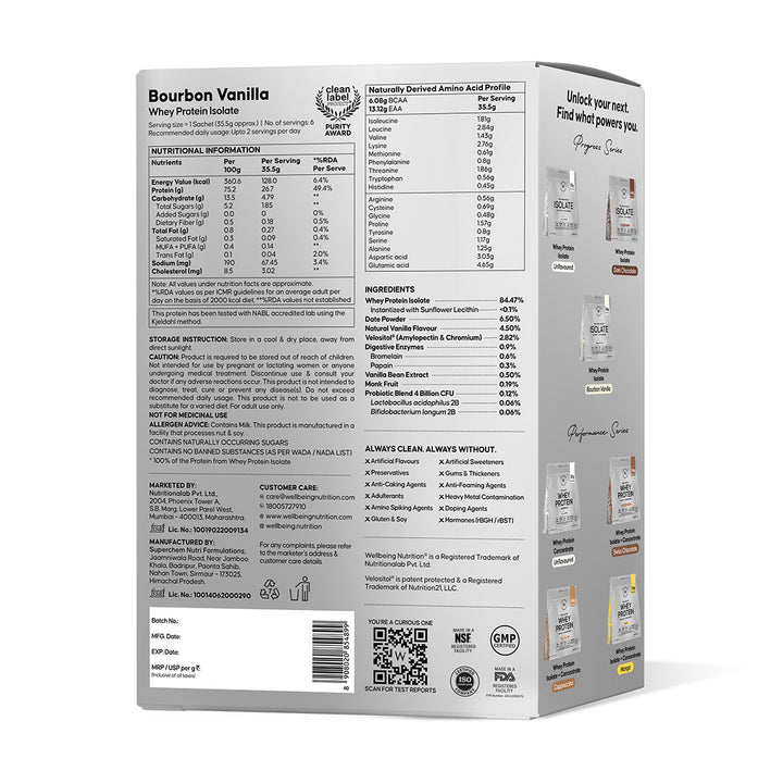 Whey Protein Isolate Bourbon Vanilla Sachets