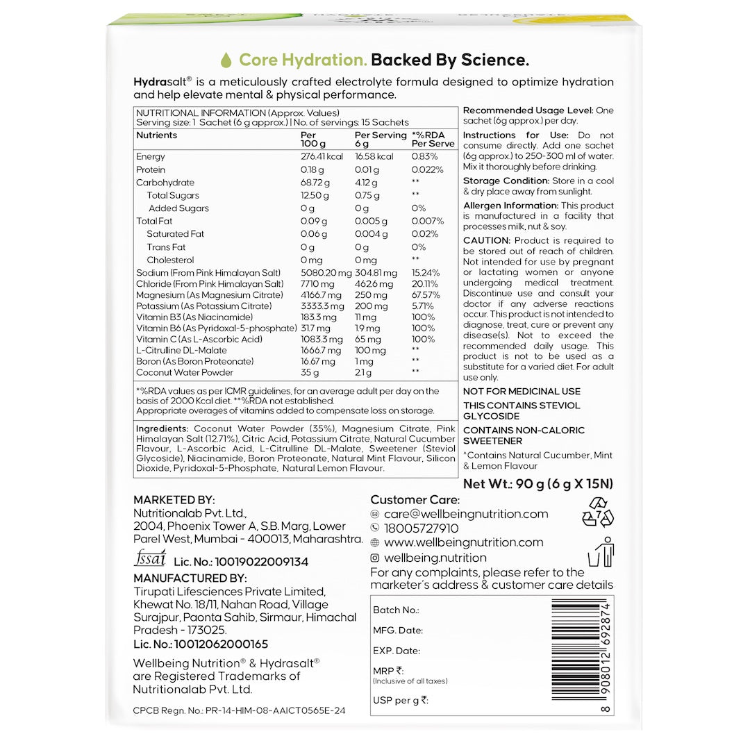 Hydrasalt Cucumber Lemonade (Pack of 15)