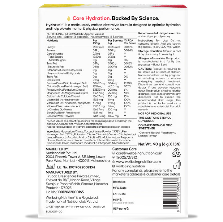 Hydrasalt Raspberry Lemon (Pack of 15)