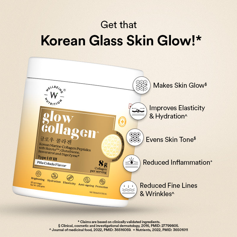 Glow Korean Marine Collagen Peptides | Pina Colada Flavour | Skin Radiance