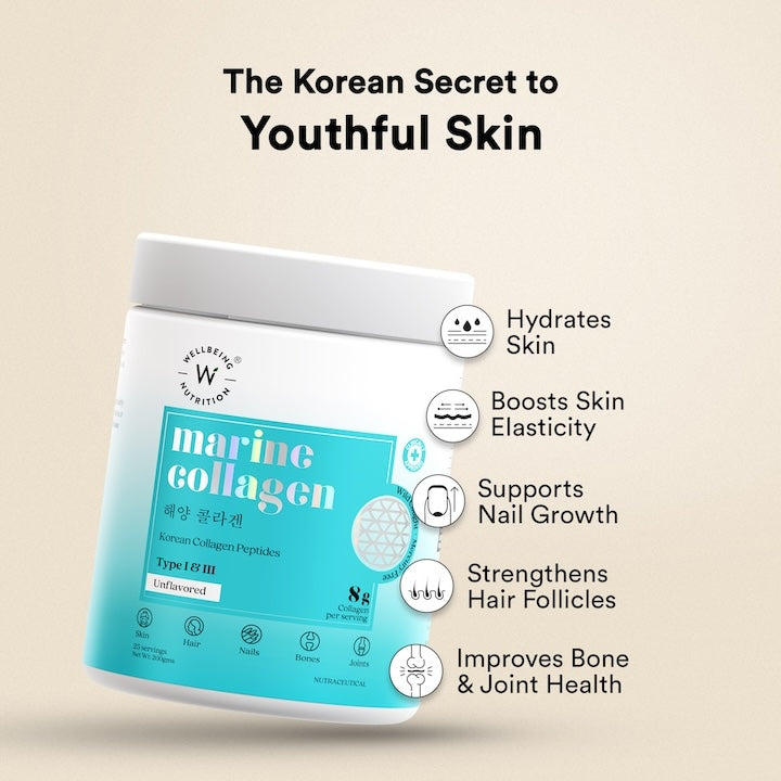 Pure Korean Marine Collagen Peptides | Unflavored | Combat Signs of Ageing