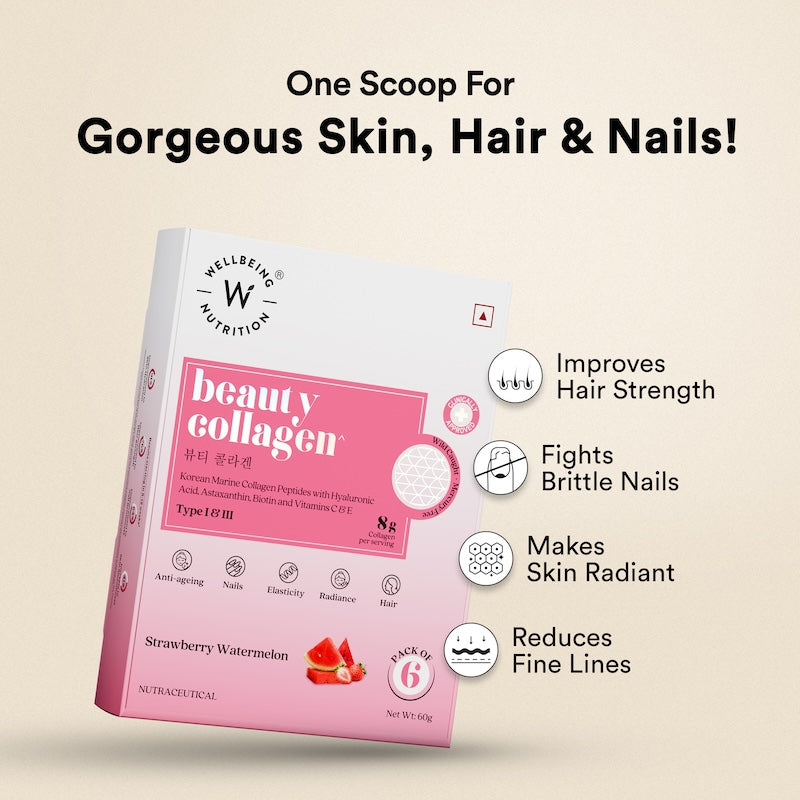 Beauty Collagen Strawberry Watermelon Flavor Gift Sachets(Box of 6)