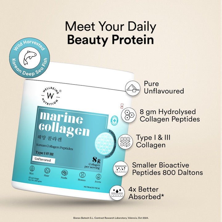 Pure Korean Marine Collagen Peptides | Unflavored | Combat Signs of Ageing