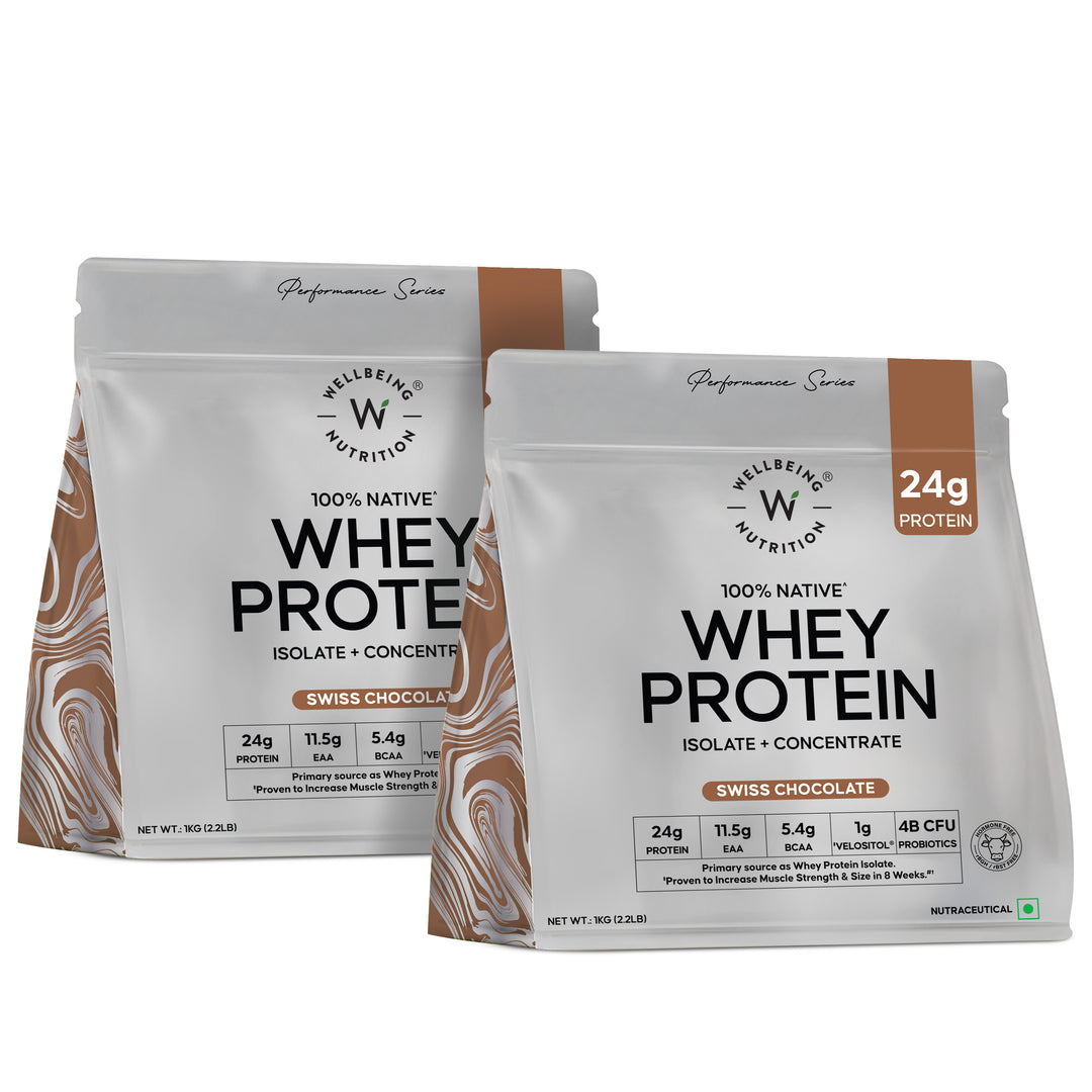 Whey Protein Isolate + Concentrate 24g | 1kg | 4B CFU Probiotics | Swiss Chocolate