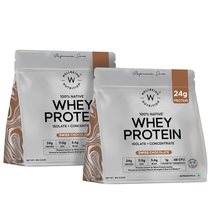 Whey Protein Isolate + Concentrate 24g | 1kg | 4B CFU Probiotics | Swiss Chocolate