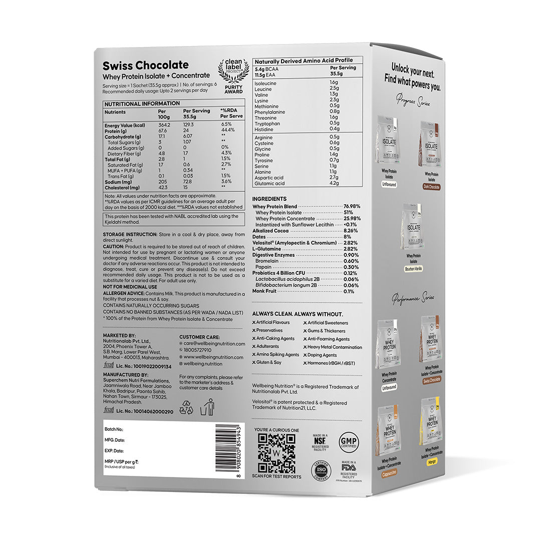 Whey Protein Blend Swiss Chocolate Sachets