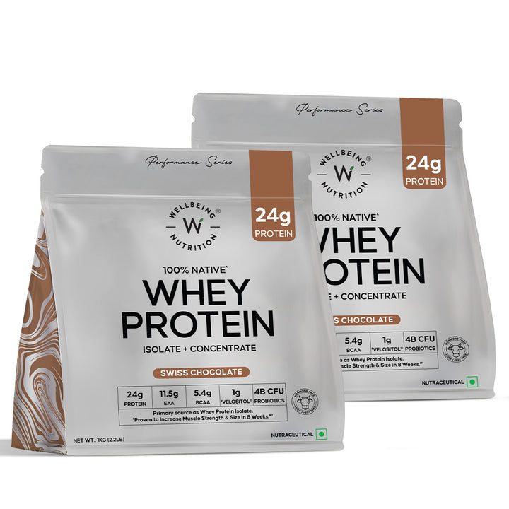 Whey Protein Isolate + Concentrate 24g | 1kg | 4B CFU Probiotics | Swiss Chocolate