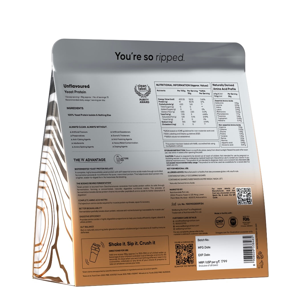 Yeast Protein Unflavoured Back of Pack