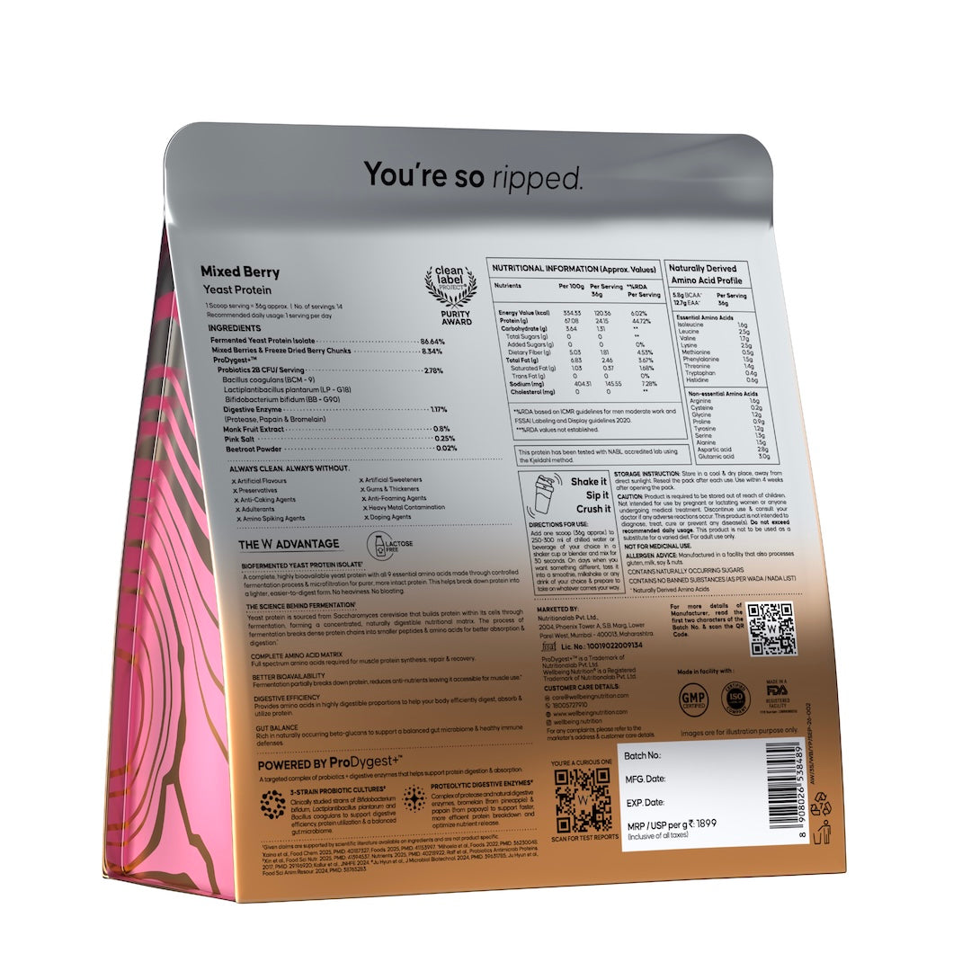 Yeast Protein Mixed Berry Back of Pack
