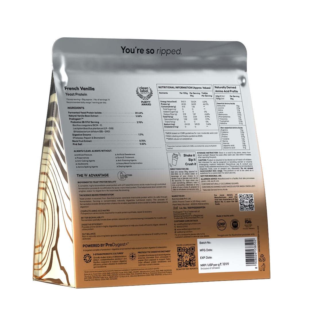 Yeast Protein Vanilla Back of Pack