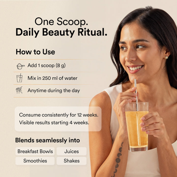 Glow Korean Marine Collagen Peptides with Liposomal Glutathione & Vitamin C | Valencia Orange Flavour | 250g