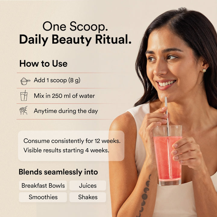 Glow Korean Marine Collagen Peptides with Liposomal Glutathione & Vitamin C | Tropical Bliss Flavour | 250g